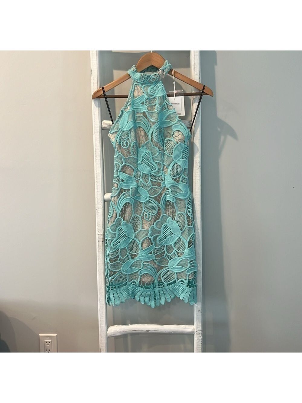 Missguided nwt mint lace and nude choker halter neck bodycon cocktail dress 4 - Picture 2 of 12